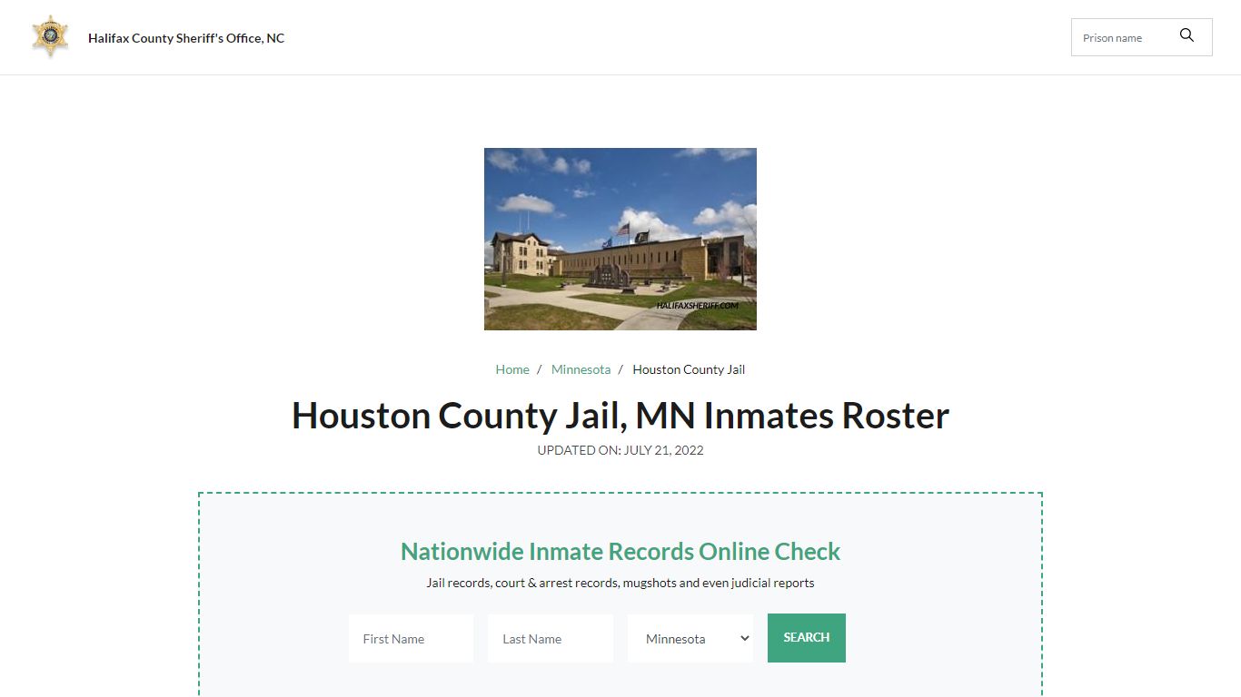Houston County Jail, MN Jail Roster, Name Search